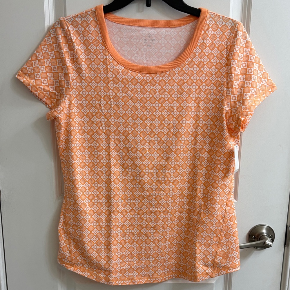 Talbots Orange and White Short Sleeve Scoop Neck Tee
